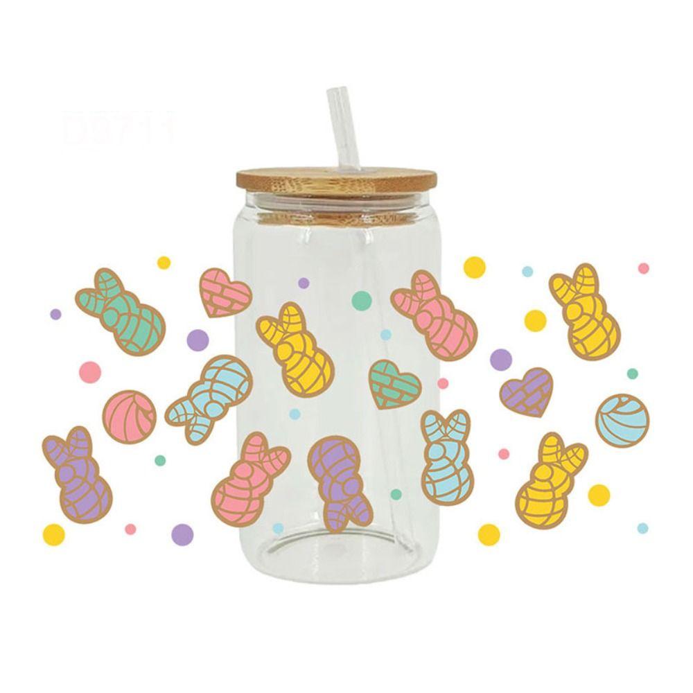 Easter Theme Cup Wraps Iron on Transfer Cup Stickers New UV DTF Transfer Sticker  16OZ Glass Cups