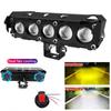 5 Lens Motorcycle LED Spotlight Dual Color Hi/Low Beam Fog Lamps With Fan For Car Trucks SUV UTV 12V 24V Mini Lens Headlight Driving Lights