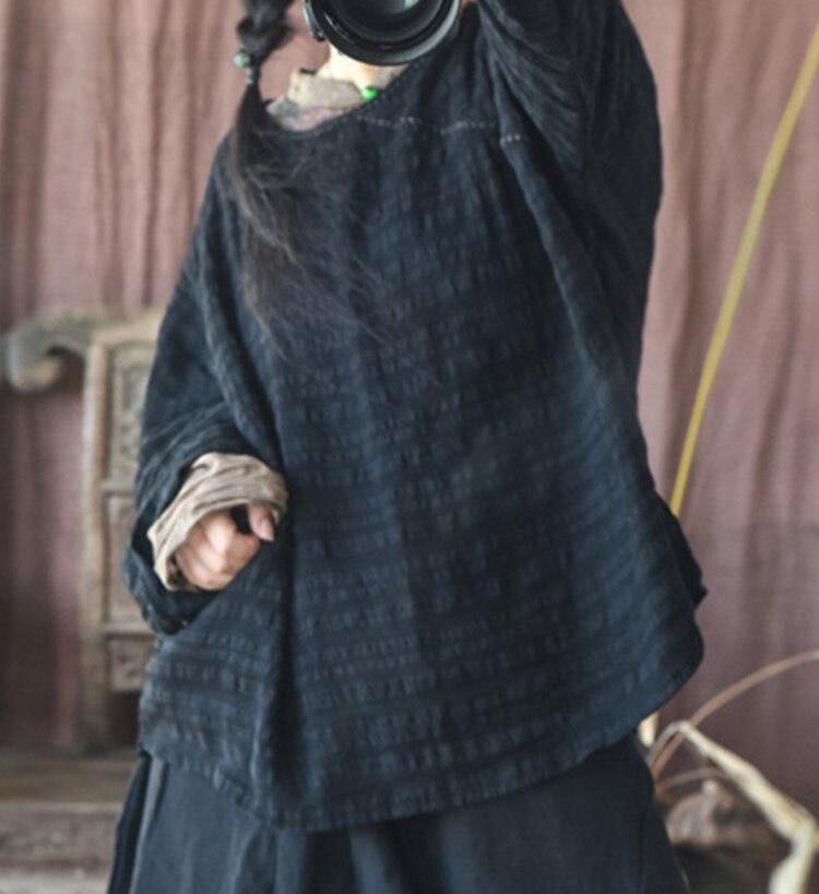 Johnature Women Linen Vintage T-Shirts Autumn Long Sleeve Loose Clothes Fall Casual Female T-Shirts