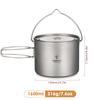 TOMSHOO Titanium Pot 750ml 900ml 1100ml 1600ml 2000ml 2800ml Ultralight Hanging Pot with Lid and Foldable Handle
