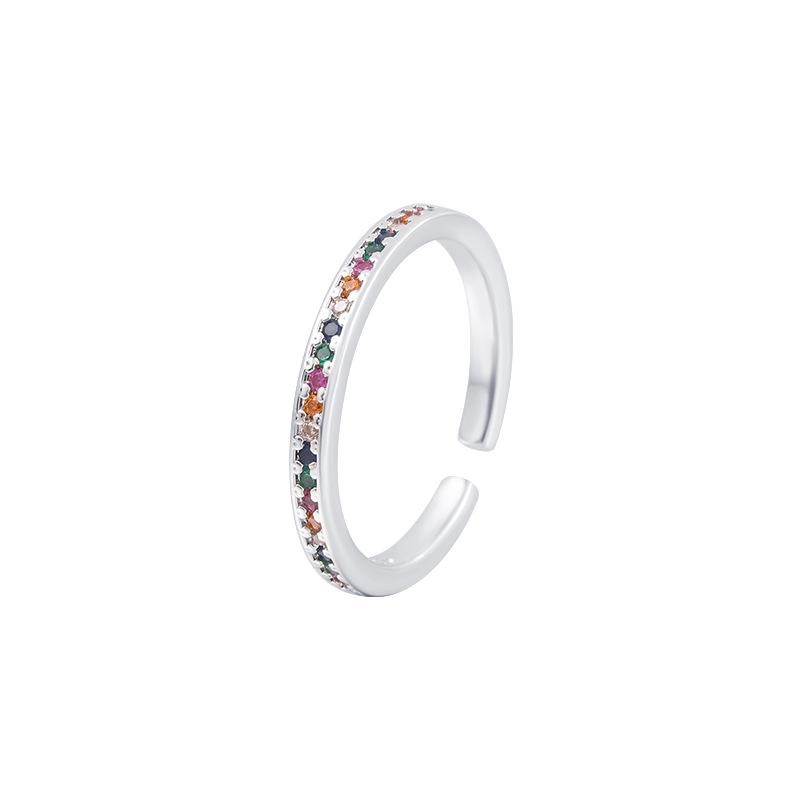 BF CLUB Silver Color Simple ZirconRings For Women Geometric Fashion Open Adjustable Handmade Party Jewelry Gift Allergy