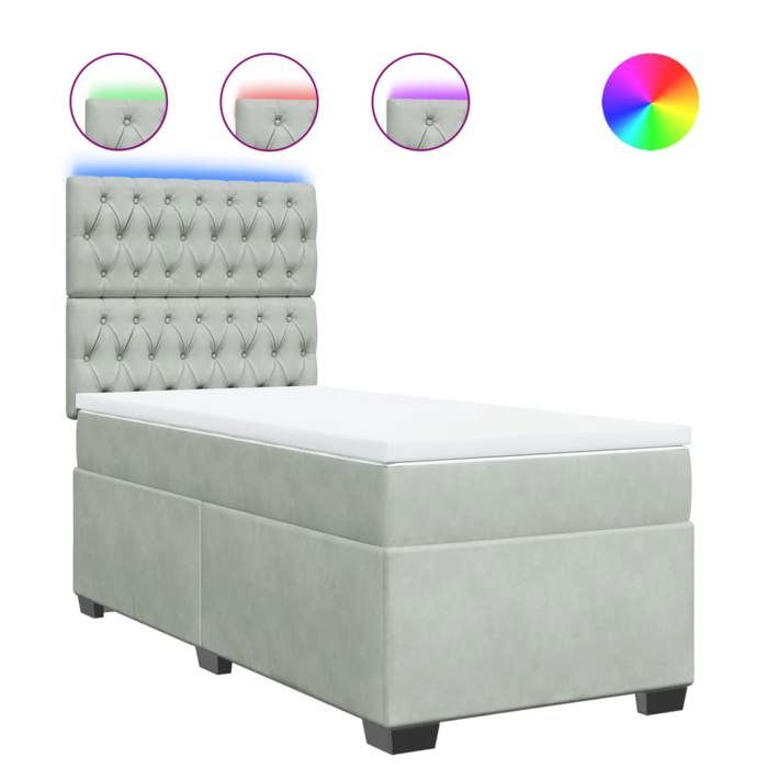 Maison Exclusive - Sommier à lattes de lit et matelas Gris clair 100x200cm Velours
