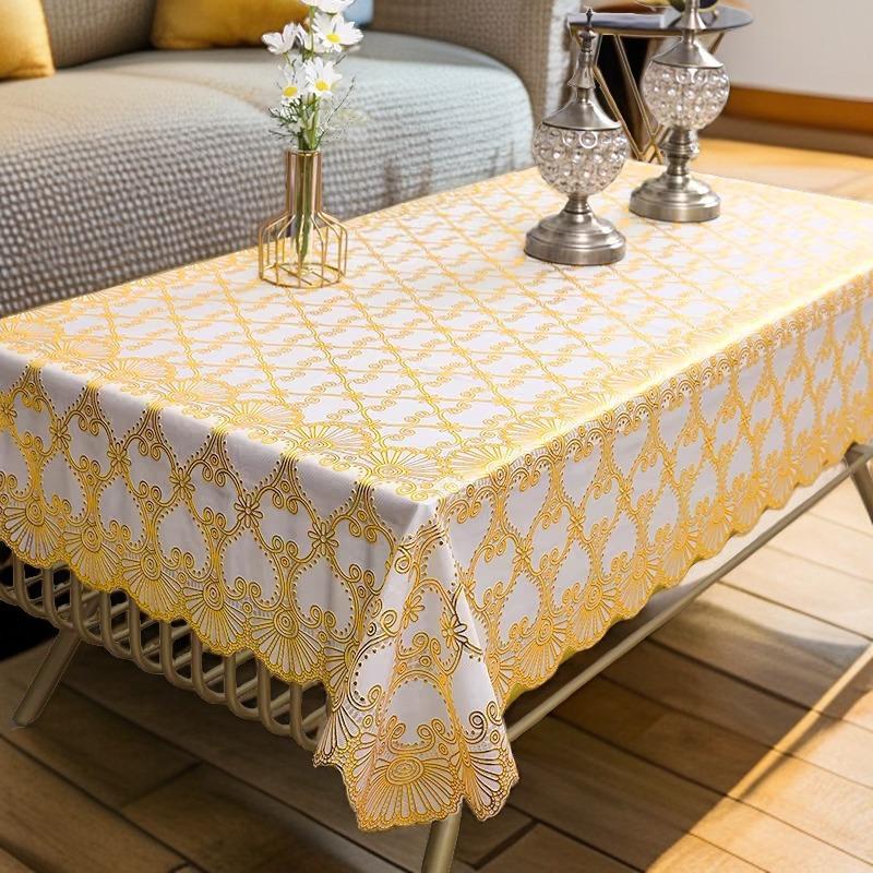 Водонепроницаемая, Маслостойкая И Защищающая От Ожогов Скатерть для Кофейного Столика, Несмываемая Прямоугольная Скатерть для Обеденного Стола, Бытовая Скатерть для Гостиной, Легкая Роскошная Скатерть