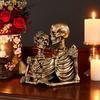 Gothic Couple Resin Skull Model Halloween Scene Arrangement Props Ornament