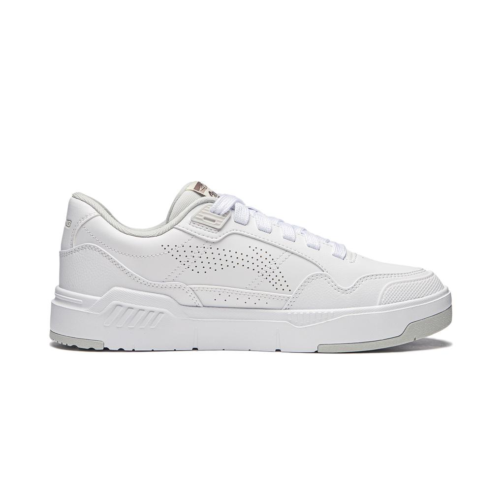 Li Ning Common 80s Fashion Comfortable Non-Slip Wear-Resistant Low-Top Skate Shoes Men Sneakers White AGCU157-2