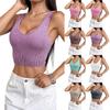 Женская модная сексуальная однотонная майка без рукавов с V-образным вырезом для спорта и йоги
