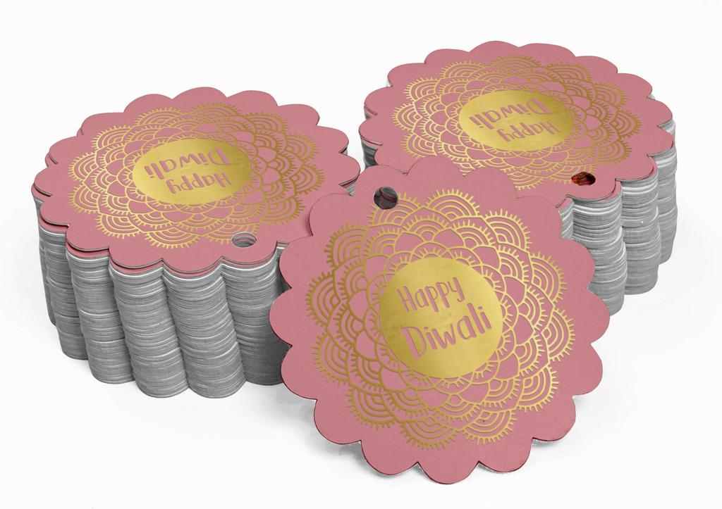 Inkdotpot 100 шт. в упаковке. Бумажные бирки Happy Diwali Favor, поделки из настоящей золотой фольги