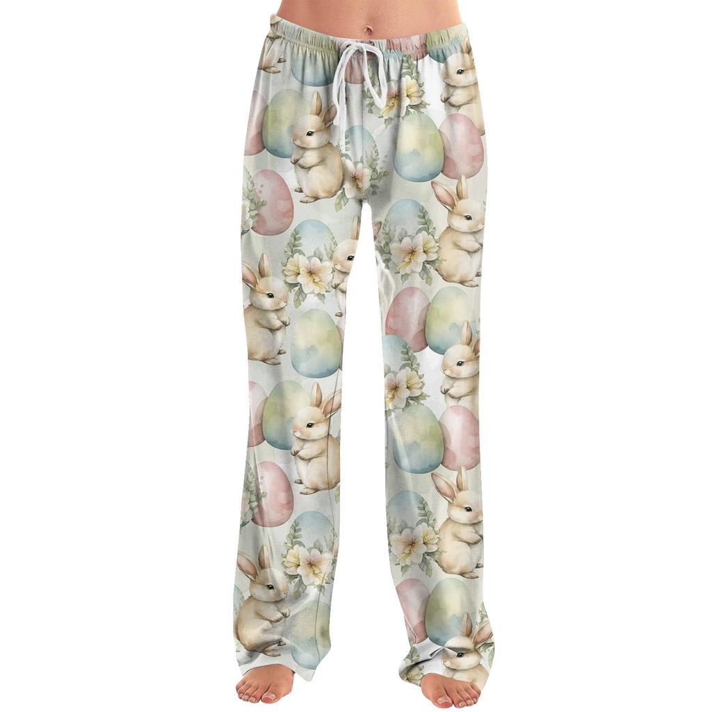 Женские модные свободные повседневные брюки с пасхальным принтом