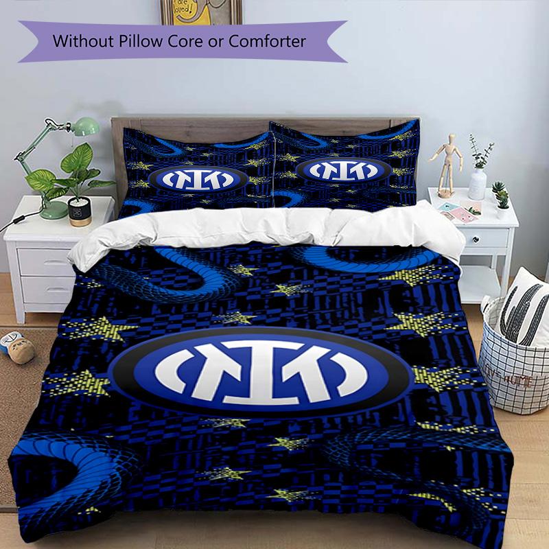F.C. Internazionale Milano Printed Pattern Duvet Cover Set – includes 1 duvet cover and 2 matching pillowcases Bedroom decor Christmas gifts