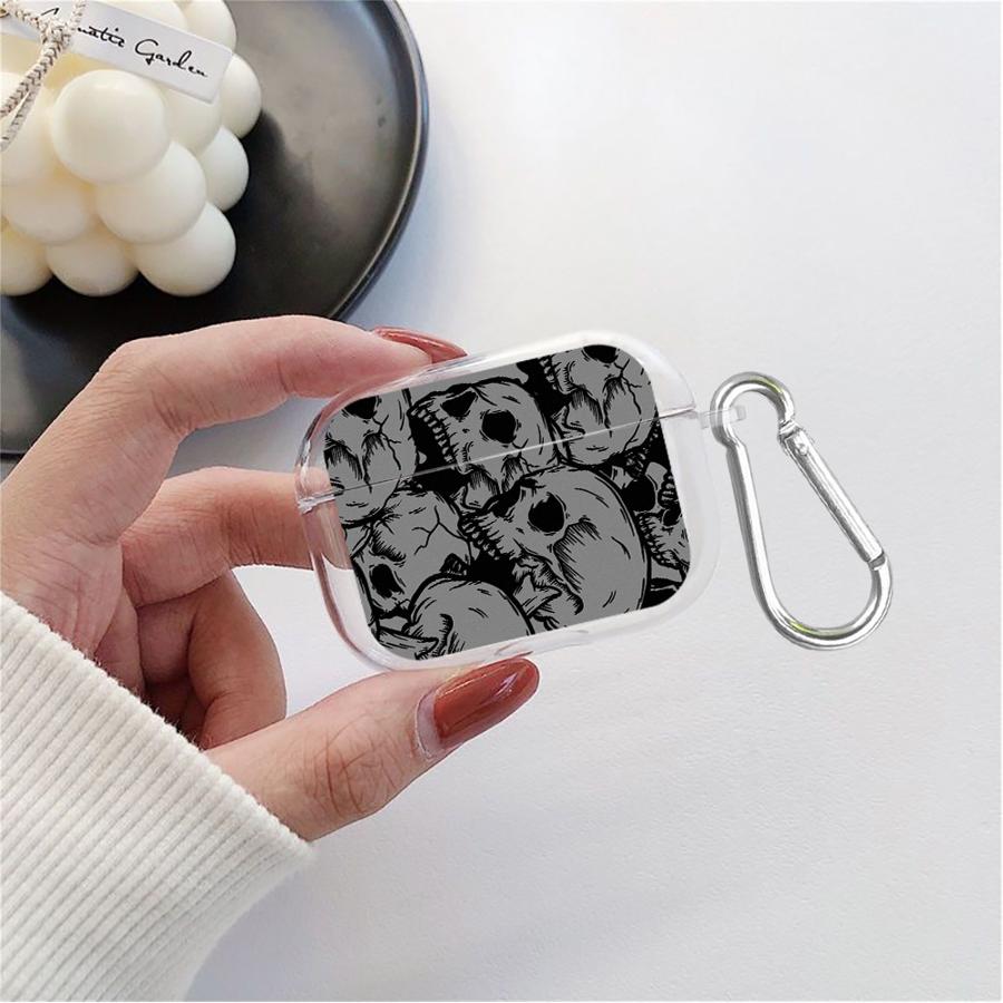 Чехол для Airpods 2 Pro3 Pro2 4 1 Pro 3 Прозрачный Чехол для Наушников Чехол Скелет Череп