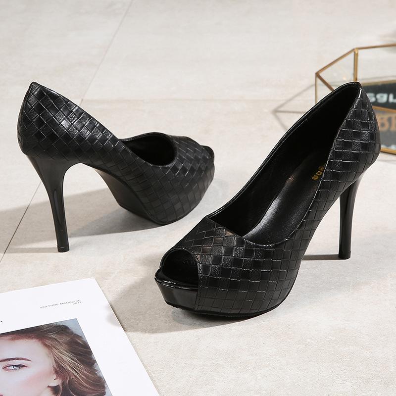 Новая мода, непромокаемая обувь с клетчатым узором, повседневные свадебные туфли на платформе с неглубоким горлышком, женские туфли на очень высоком каблуке