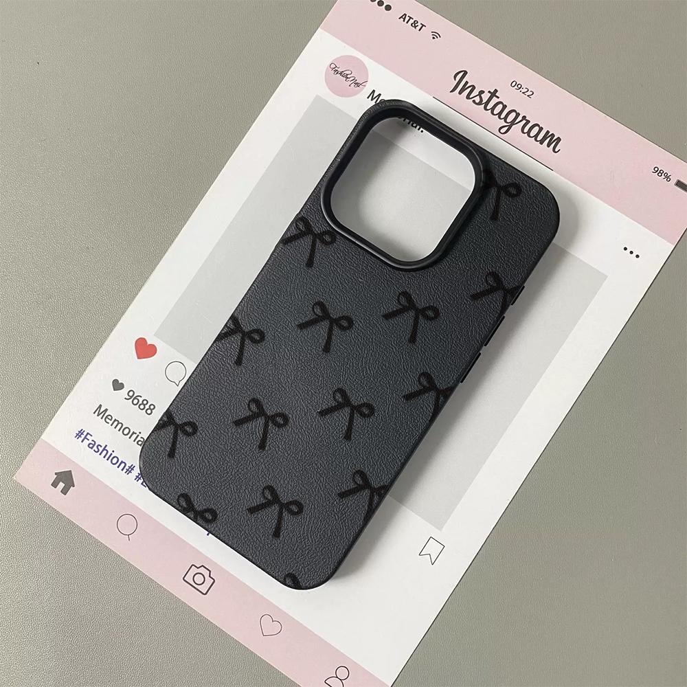 Черный Чехол Для Телефона С Принтом Бантов Для iPhone 17 16 15 14 Plus 13 12 11 Pro Max 17 Air X XR XS Корейская Девушка Чехол Силиконовый Мягкий Чехол