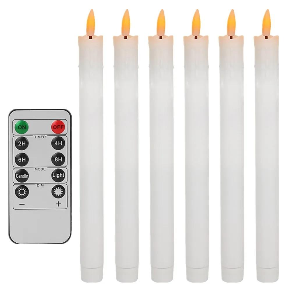 Flameless Flickering Taper Candles With/without Remote Control Timer Dimmer Battery Operated Candlesticks for Christmas Wedding