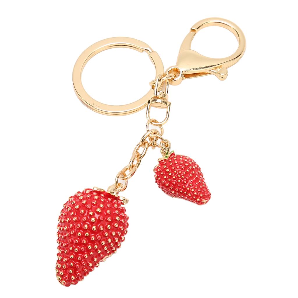 Cute Strawberry Shaped Pendant Keychain Women Alloy Exquisite Key Ring Decoration for Handbag Purse