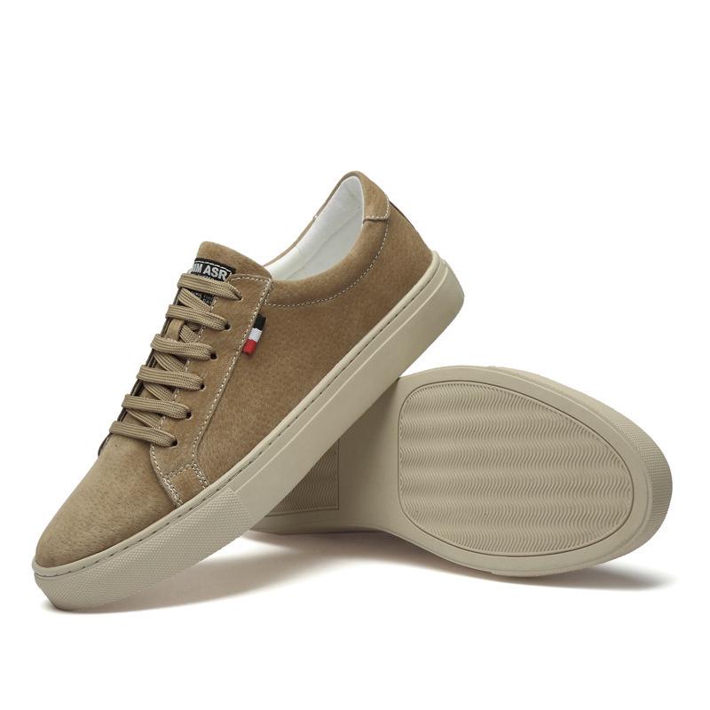 Men's Frosted Leather Low-Top Casual Sports Shoes, Hand-Stitched, Large Sizes Available