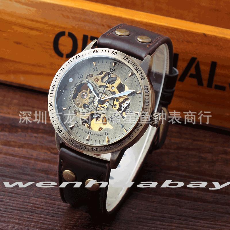 Shenhua Ретро Бронзовые Автоматические Мужские Механические Часы