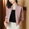 Silk Short Jackets Woman Coats Loose Satin Outwear Solid Color Cloth Zipper Baseball Jacket Spring Autumn Clothes Female Jacket