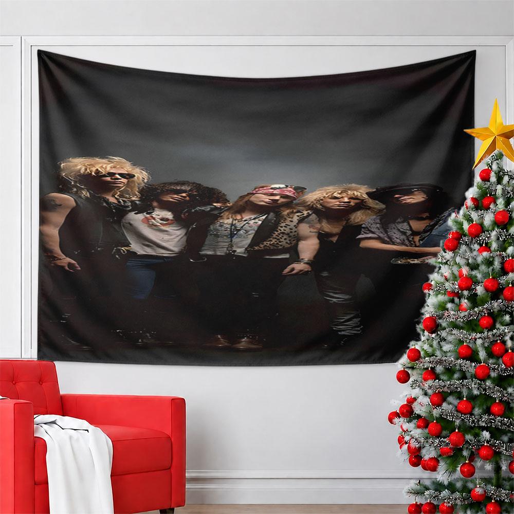 Retro Rock Band Portrait Design Pattern Wall Hanging Tapestry Decorative Tapestry Home Decor for Bedroom and Living Room