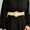Simple Solid Color Bead Ring Buckle Decoration Women Woven Belt For Casual Ethnic Wear