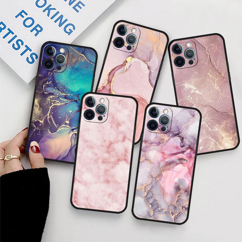 Чехол для Apple iPhone 11 13 12 14 Pro 7 Plus XR X XS Max 6 6S 13Pro SE 2022, черный силиконовый чехол для телефона, роскошный чехол с мраморным узором