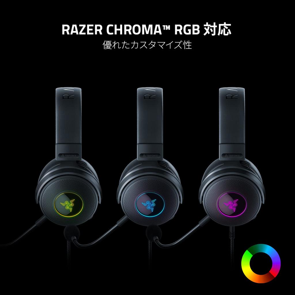 Razer Kraken V3 Gaming THX Surround TriForce Titanium 50mm Unidirectional Hybrid Leatherette and Memory Foam Chroma RGB Compatible with PlayStation