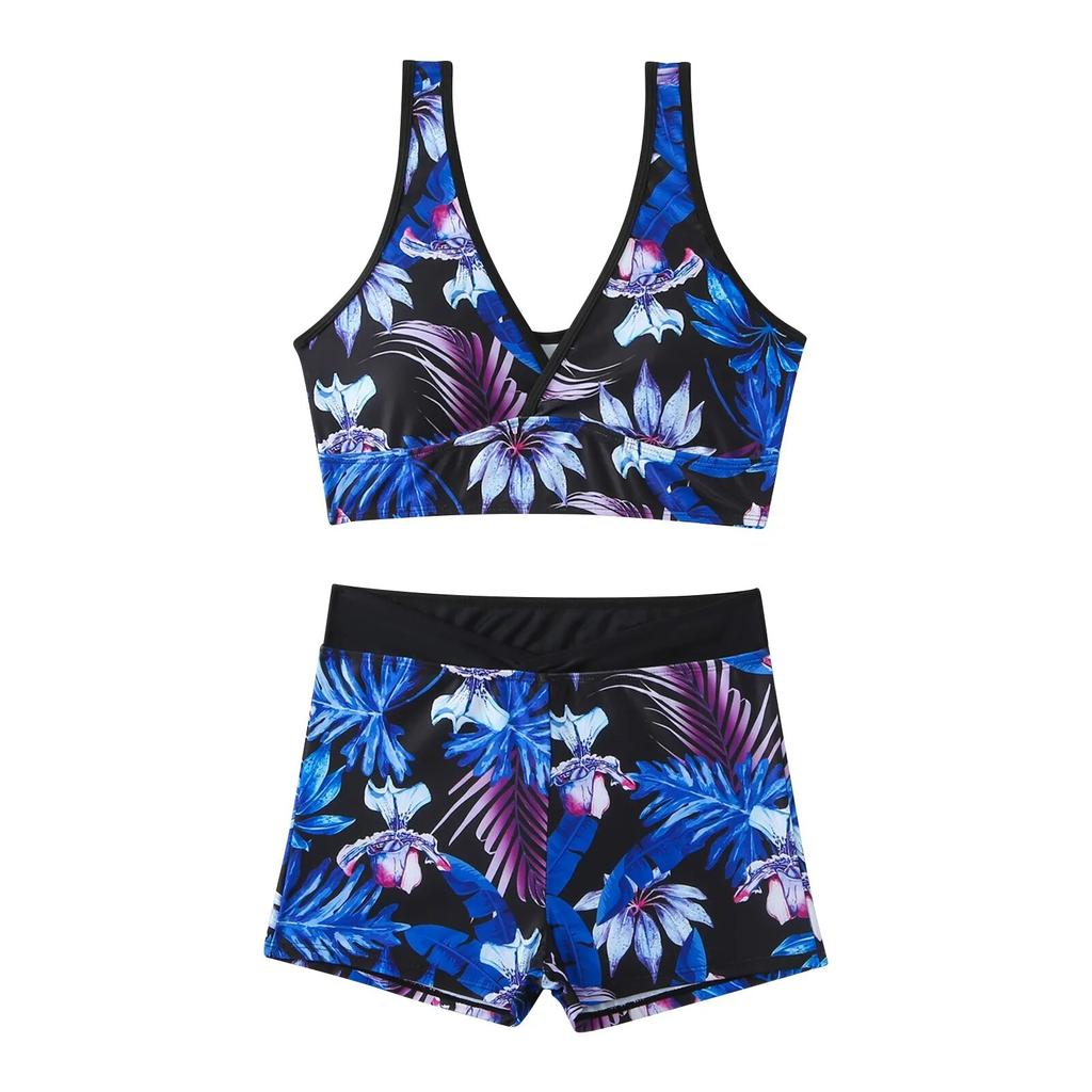 Женский комплект бикини с высокой грудью и принтом на бретельках, двухсекционный купальник, приятное для кожи и удобное нижнее белье