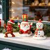 Small Christmas Figurines for Cabinet Resin Figurine, Cute Clay Style Santa Snowman Gingerbread Man Reusable Decorations Home Statue, Festive Holiday