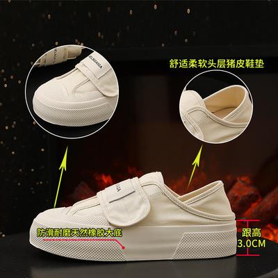 Холщовые туфли для хлеба 2025 года, весна, новые женские туфли на липучках, повседневная обувь на платформе, универсальная детская обувь