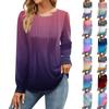 Women's Fashion Gradient Dresses Autumn Casual Tops Long Sleeve Shirts Loose Pullovers