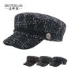 Цветная сетка вязаная шляпа с плоским верхом на пуговицах веревка декоративная модная шляпа японская темно-синяя шляпа студенческая шляпа