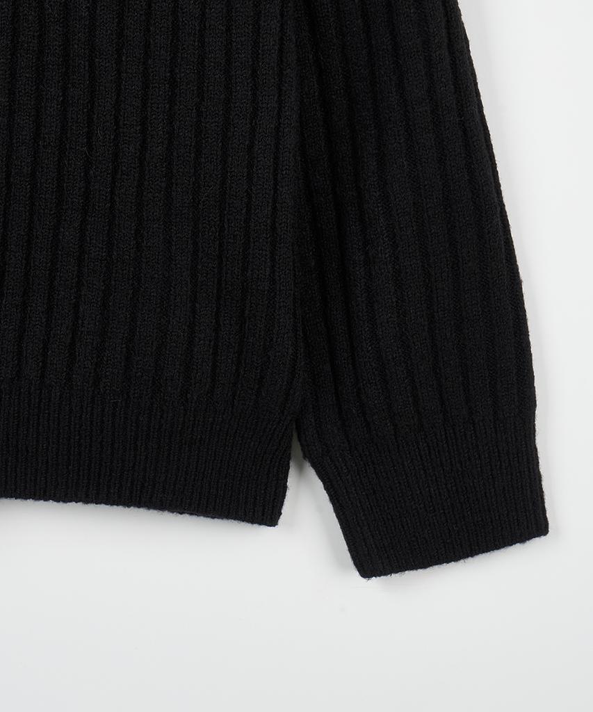 NODU Ribbed Raglan Diagonal Knit [Black]