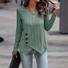 Long Sleeve T-Shirt Vintage Slim Fit Slimming Round Neck Button