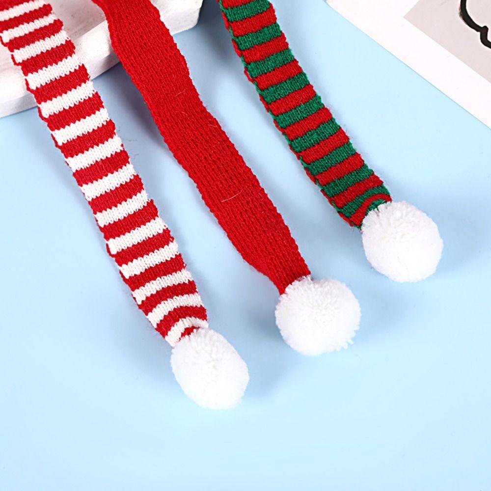 Red And White Knit Scarf Doll Decoration Stripes Mini Knitting Scarf Doll Accessories