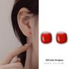 Серьги Banyan Tree S925 Silver Retro Cinnabar Red Bean Square для женщин с эксклюзивным универсальным стилем