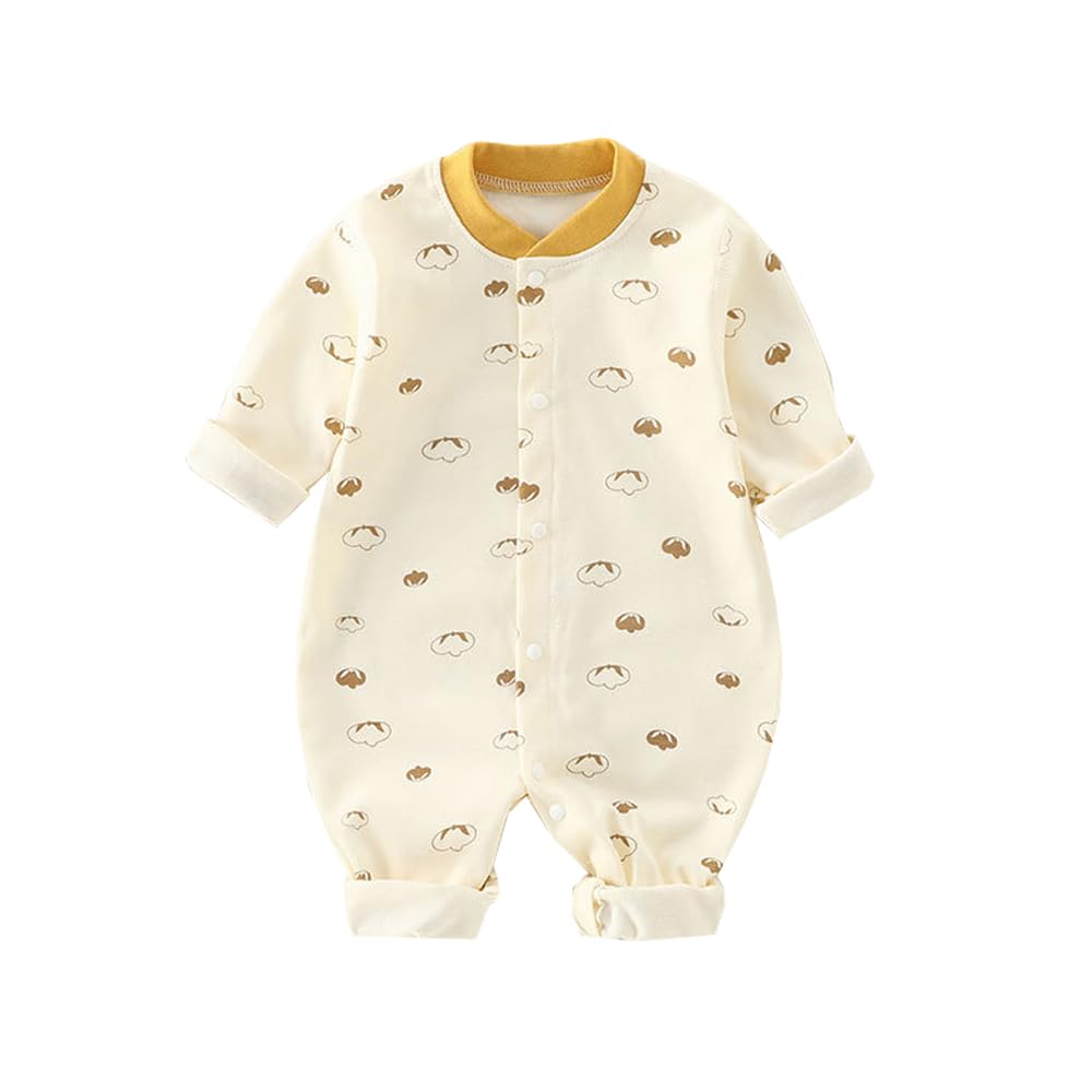 Babykoi Baby Clothes Long Sleeve Romper Spring Autumn Newborn Coveralls Baby Girls Boys Birth Preparation Gift Pattern Yellow 6M All-over