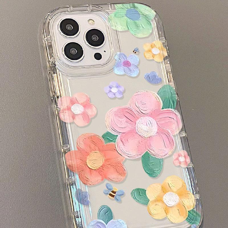 Силиконовый прозрачный чехол для телефона для iPhone 11 16 13 15 Pro Max 14 12 XS X XR 7 8 Plus SE 16promax Противоударный чехол с цветочным рисунком