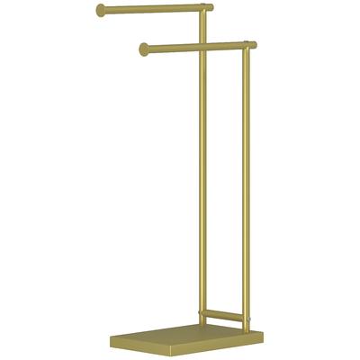 Freestanding Towel Rack with 2 Bars and Metal Frame Modern L-Shaped Bathroom Towel Rack 35.5x20x78 Cm Golden