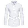 Men's Casual Fashion Business Solid Color Long Sleeved Shirt Autumn Button-Down Social Comfort Shirts Office Black White Blouse