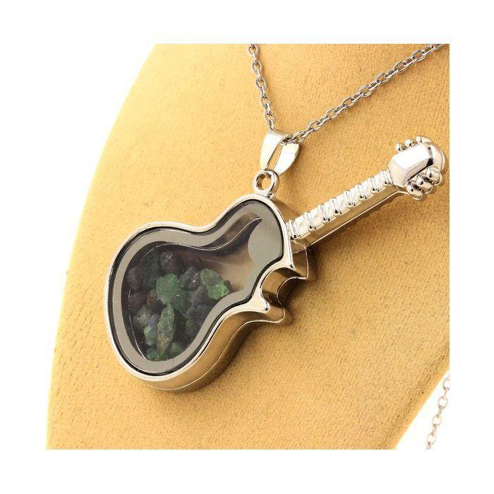 Pierres et Minéraux. Collier Grenat Tsavorite brut. Modèle guitare.