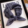 Green cashew flower cotton and linen small square scarf silk scarf women's spring and autumn versatile travel photo matching retro style literary scar