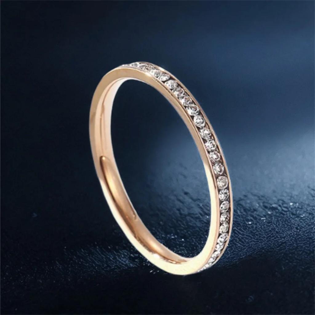Luxury Designs Full Cubic Zirconia Rotating Rings for Women High Quality Stainless Steel Waterproof Jewelry 2026 Wedding Rings