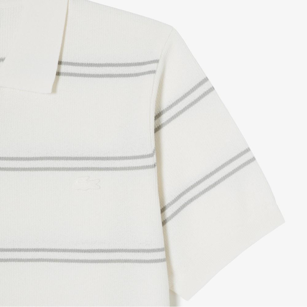 [Lacoste] Men's Open Collar Pin Stripe Short Sleeve Sweater Polo Shirt PH396E-56GXFJ