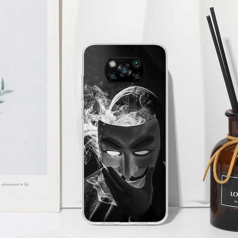 Анонимный чехол для телефона с маской V для Xiaomi Poco X7 X6 X5 M7 M8 Pro F7 Ultra Redmi 15C 15 13C 13 12C 12 10 10C 10A Арт Fundas Poco X7