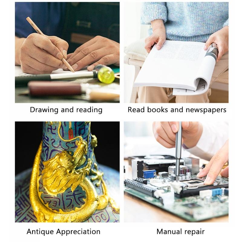 Pro Flexible Hands Free LED Magnifying Glass Desk Lamp Bright LED Illuminated Magnifier with Clamp for Reading