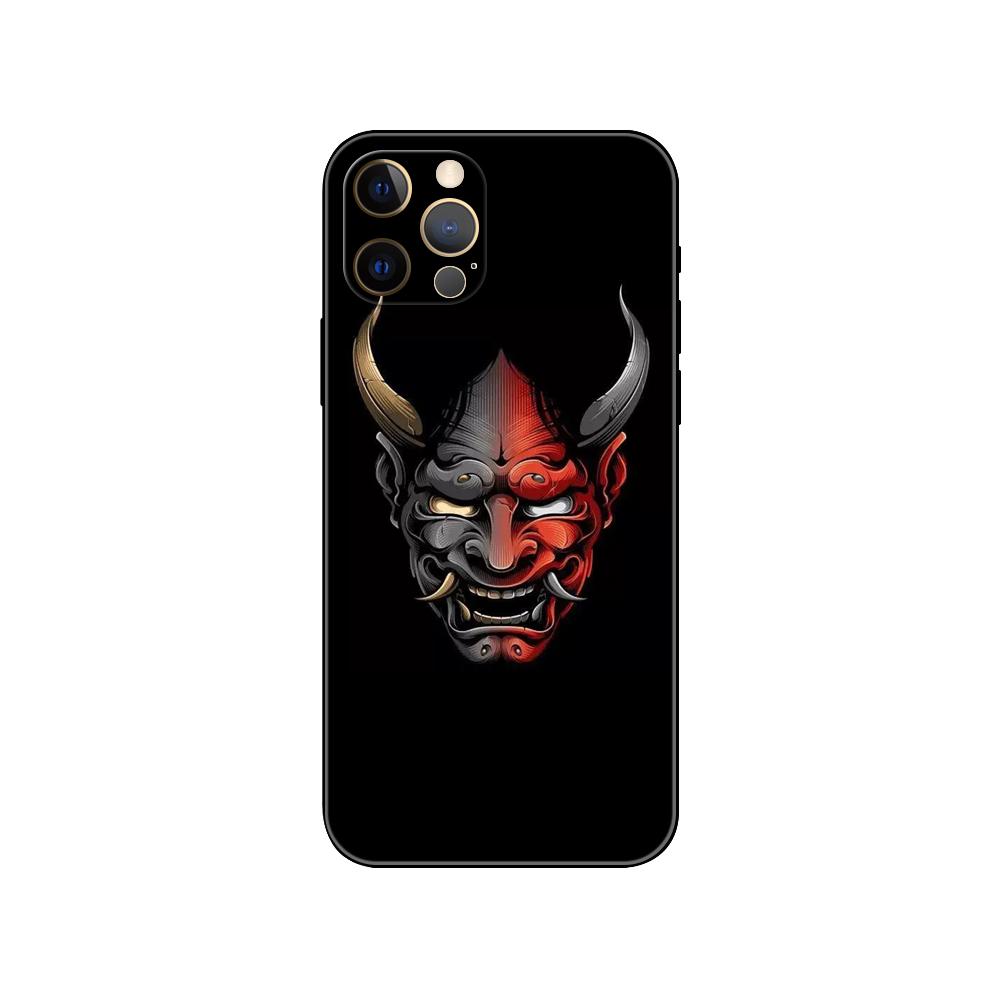 Японский чехол для телефона Oni Hannya Demon Mask для iPhone 2020se 6 6s 7 8 plus x 10 XR XS 11 12 13 mini pro MAX, черная задняя крышка из ТПУ