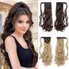 Synthetic Wrap Around Ponytail Extension Long Wavy Clip In Ponytail Wig For Elegant Women Daily Cosplay Party Wear