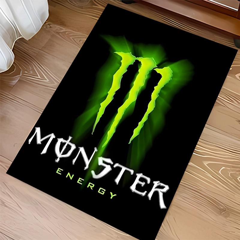 1 шт. Коврик с принтом логотипа Monster Energy - Мягкий, Стираемый, Нескользящий Коврик для помещений, для Офисных кресел, Гостиной, Домашнего офиса, Декоративный коврик