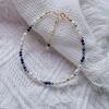 Zhuji Pearl Bracelet Women's Niche Gemstone Blue Lapis Lazuli Baroque Pearl Necklace Bracelet Set