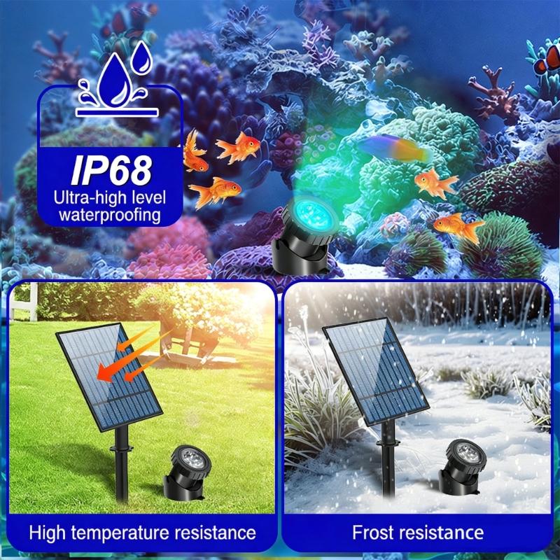 Солнечная подсветка для бассейна, сменяющая цвет, IP68, водостойкая, для водных объектов, фонтанов и уличного декора