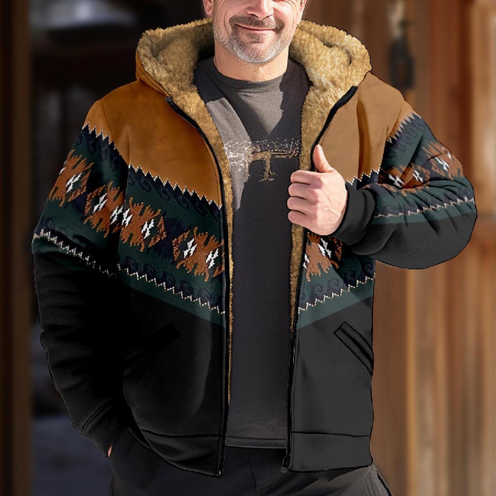 Мужской индивидуальный повседневный свитер на молнии с длинным рукавом и принтом, толстый хлопковый костюм, зимний костюм